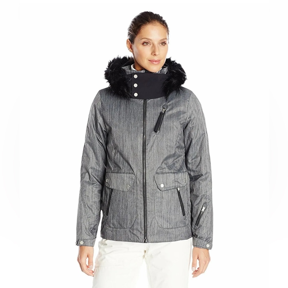 Spyder Women's Nuni Faux Fur Jacket, Gray Size Ladies 6